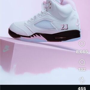Nike Air Jordan 5 White and Pink High-Tops